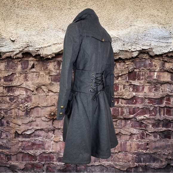 Hell Bunny Army 40s Military Style Steampunk Gothic Corset Coat - Picture 7 of 8